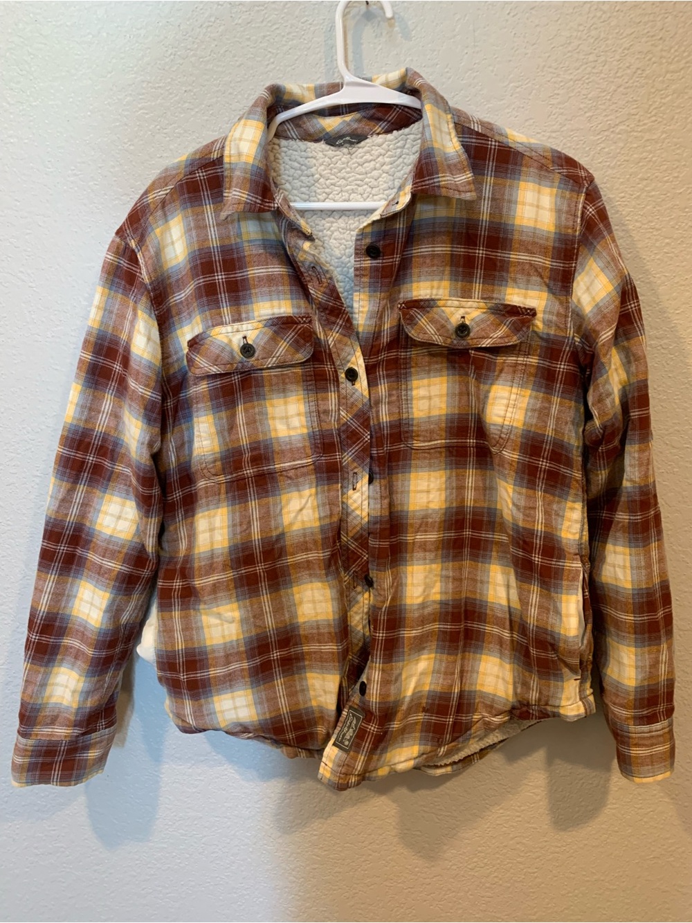 Eddie Bauer Plaid Sherpa-Lined Flannel Jacket